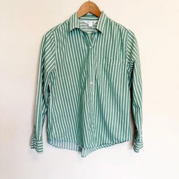 Old Navy The Classic Shirt in Soft Kelly Green and White 100% Cotton size small - Picture 2 of 10
